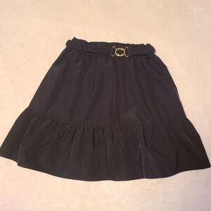 Ldt Black Ruffled A-Line Skirt Buckle Size 4